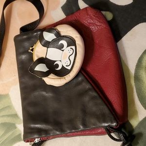 All leather crossbody bag and coin purse